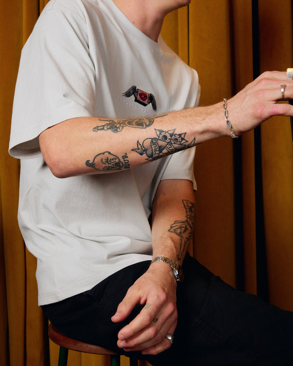 BU Quality Nonsense Embroidery Core Tee - Cement