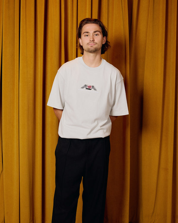 BU Quality Nonsense Embroidery Core Tee - Cement
